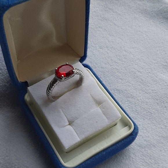 Pink Created Sapphire 925 Sterling Silver Ring - Picture 1 of 11